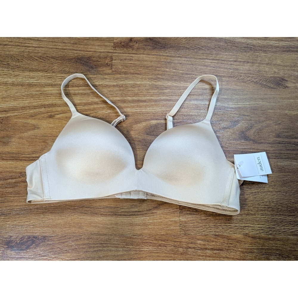 New Auden 36A Push-Up bra beige nude wirefree adjustable comfort smooth NWT
